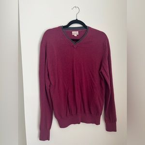 Purple and red V neck sweater
